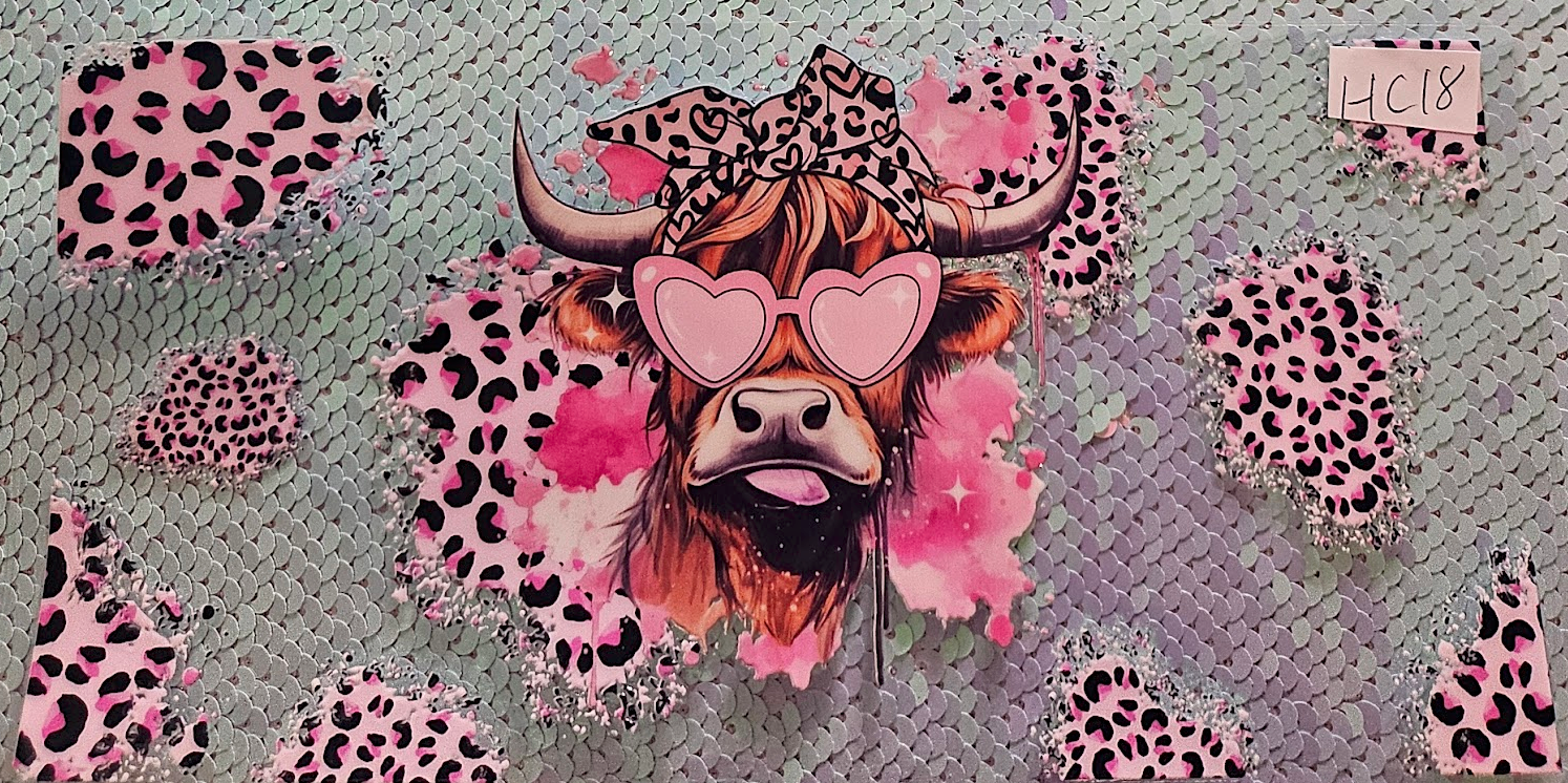 Highland Cow Pink Print