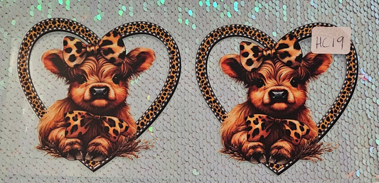 Highland Cow Loeopard Print Heart