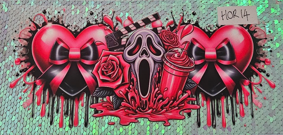 Ghost Face Pink Heart Bow