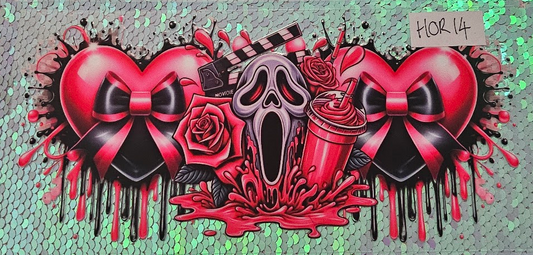 Ghost Face Pink Heart Bow
